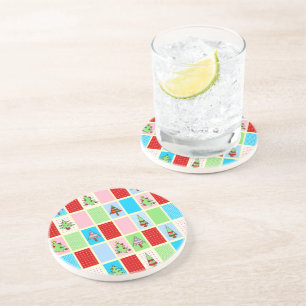 Colorful Christmas Squares Coaster