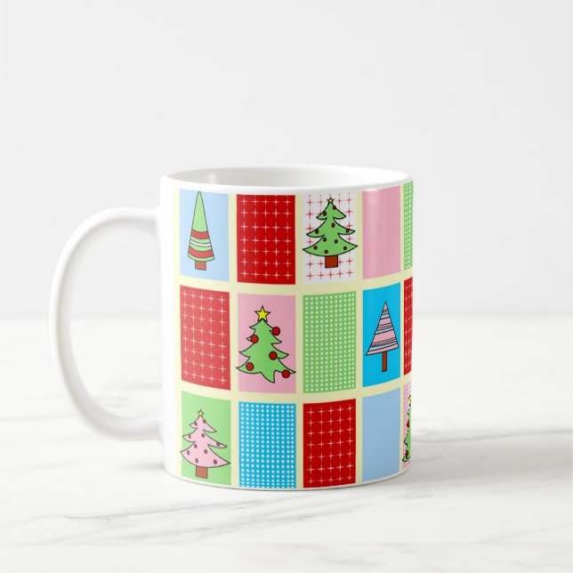 Colorful Christmas Squares Coffee Mug (Left)