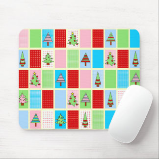 Colorful Christmas Squares Mouse Pad