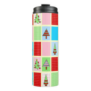 Colorful Christmas Squares Thermal Tumbler