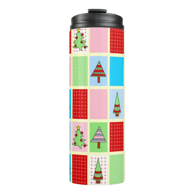 Colorful Christmas Squares Thermal Tumbler (Front)