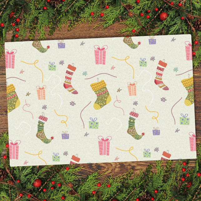 Colorful Christmas Stockings And Presents Tissue Paper (Creator Uploaded)