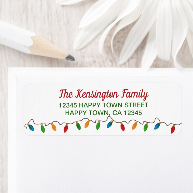 Colorful Christmas String Lights | Festive Holiday Label (Insitu)