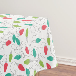 Colorful Christmas String Lights Holiday Table Tablecloth