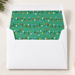 Colorful Christmas String Lights on Green Envelope Liner