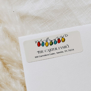 Colorful Christmas String Lights Sketch Label