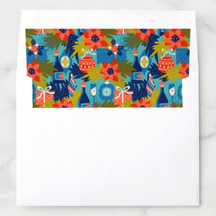 Colorful Christmas Symbols and flowers pattern Envelope Liner