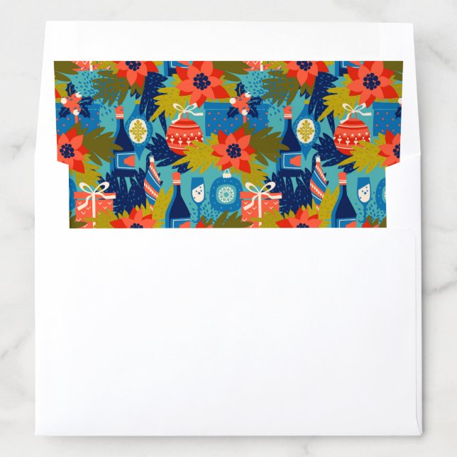 Colorful Christmas Symbols and flowers pattern Envelope Liner (In Envelope)