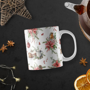 Colorful Christmas symbols pattern 2 Two-Tone Coffee Mug