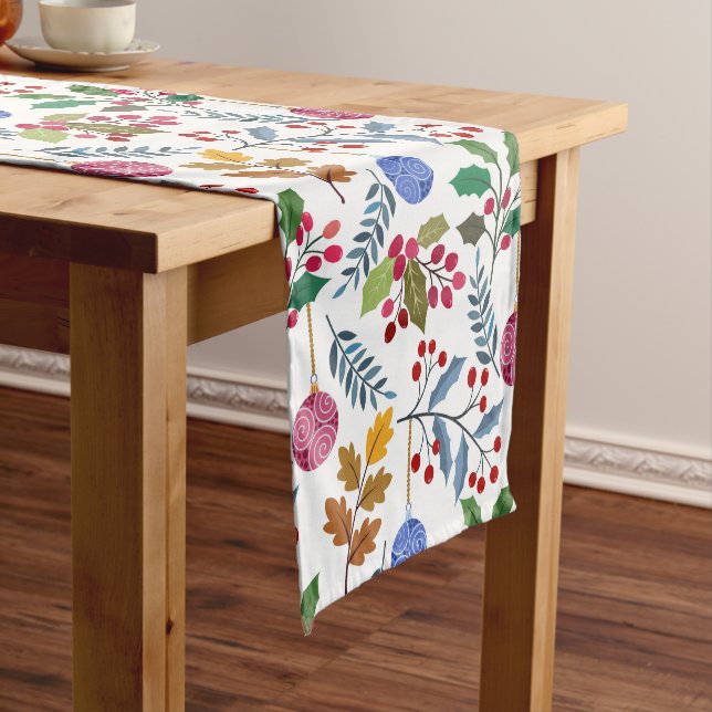 Colorful Christmas symbols pattern Short Table Runner (In Situ)