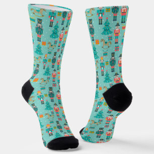 Colorful Christmas Symbols pattern Socks