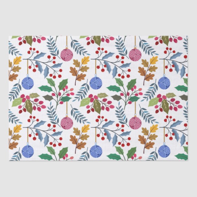 Colorful Christmas symbols pattern Tissue Paper (Front)