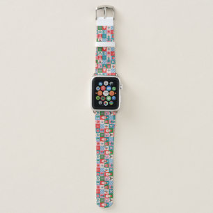 Colorful Christmas Themed Grid Of Holiday Icons Apple Watch Band