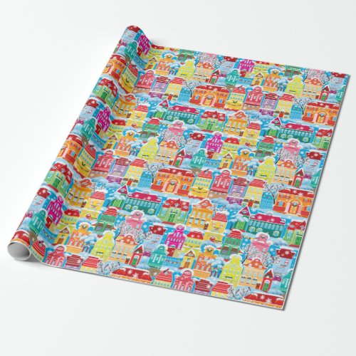 Colorful Christmas Town Wrapping Paper
