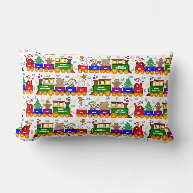 Colorful Christmas Toy Pattern Lumbar Pillow (Front)