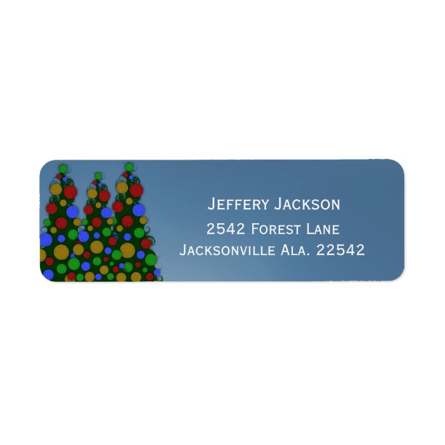 Colorful Christmas Tree Address Labels (Front)