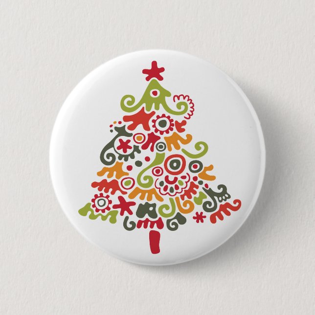 Colorful Christmas Tree Button (Front)