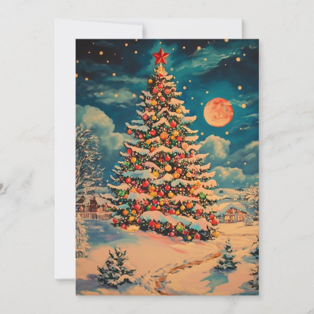 Colorful Christmas Tree Christmas Card (Front)