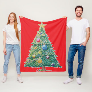 Colorful Christmas Tree Fleece Blanket