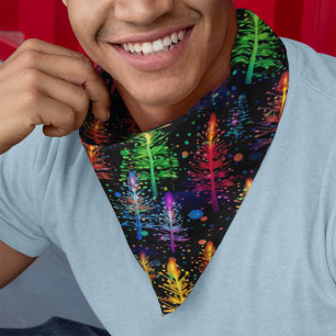 Colorful Christmas Tree Glow In Dark Forest Bandana