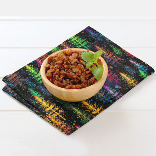 Colorful Christmas Tree Glow In Dark Forest Placemat