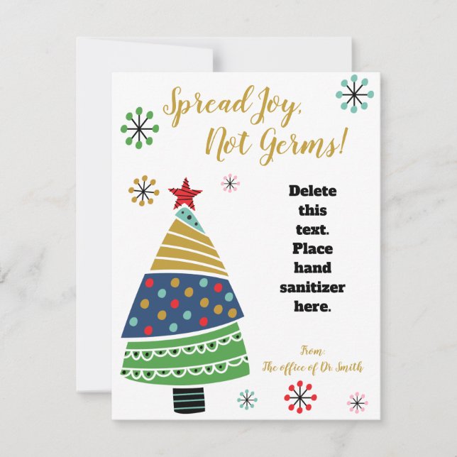 Colorful Christmas Tree hand sanitizer gift card (Front)