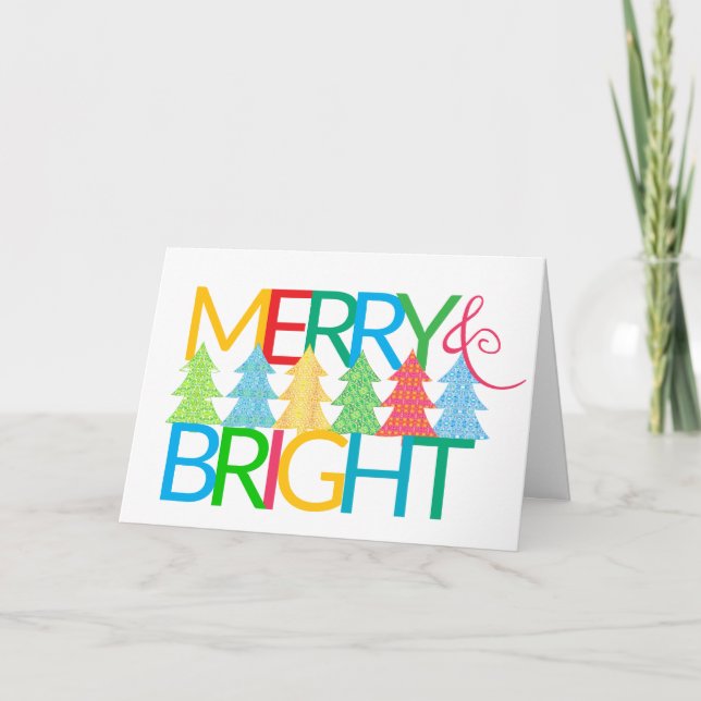 Colorful Christmas Tree Holiday Card (Front)