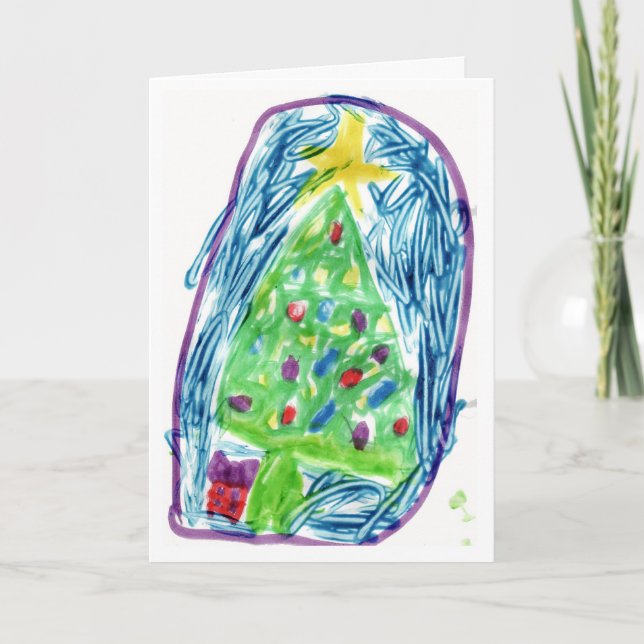 Colorful Christmas Tree Holiday Card (Front)