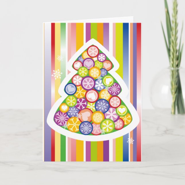 Colorful Christmas Tree Holiday Card (Front)