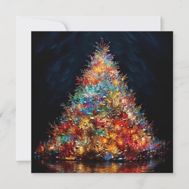 Colorful Christmas tree Holiday Card (Front)