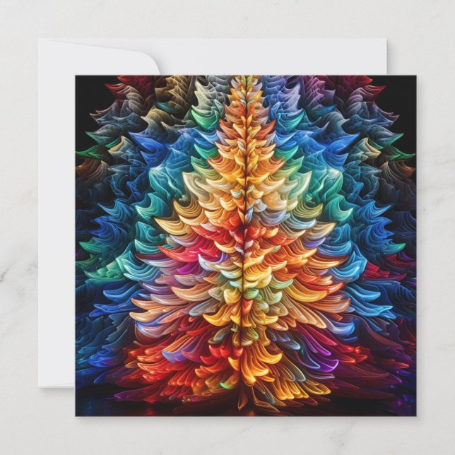 Colorful Christmas tree holiday greeting card (Front)