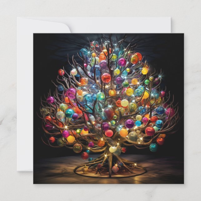 Colorful Christmas tree holiday greeting card (Front)