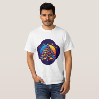 Colorful Christmas Tree Illustration T-Shirt