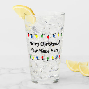Colorful Christmas tree light bulbs tumbler glass