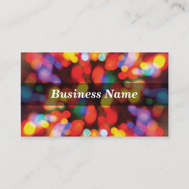 Colorful Christmas Tree Lights Business Card (Front)