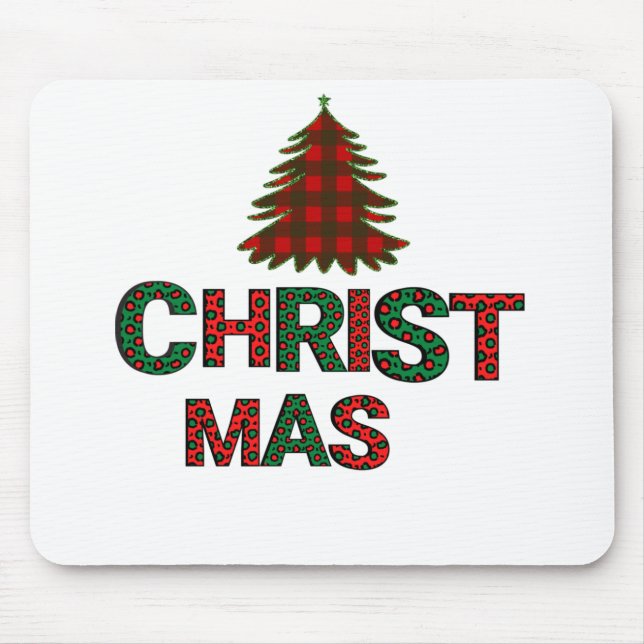 Colorful Christmas Tree Mouse Pad (Front)