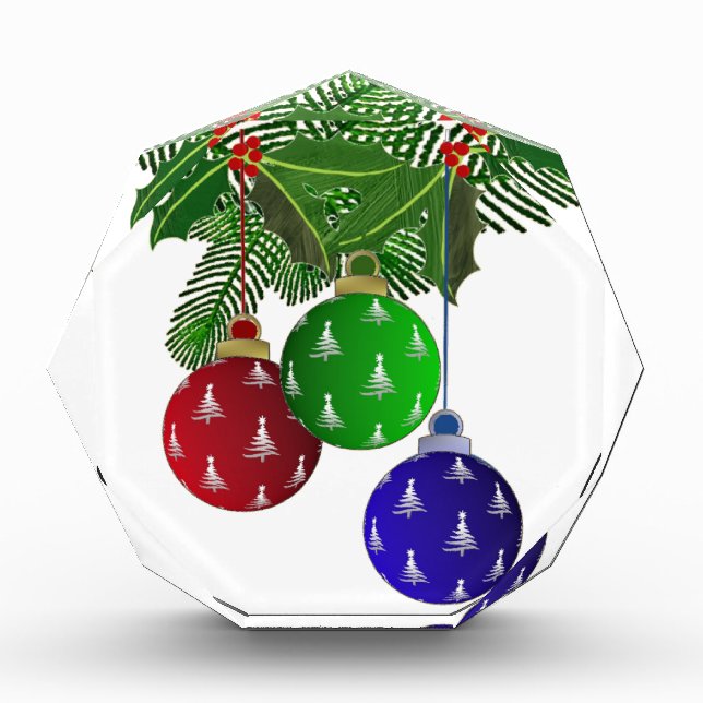 Colorful Christmas Tree Ornaments Acrylic Award (Front)