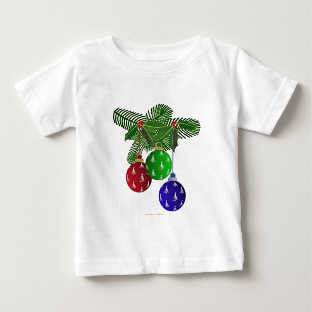 Colorful Christmas Tree Ornaments Baby T-Shirt (Front)
