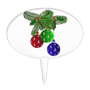 Colorful Christmas Tree Ornaments Cake Topper