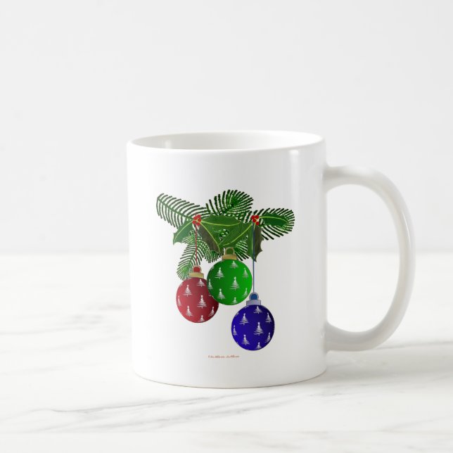 Colorful Christmas Tree Ornaments Coffee Mug (Right)