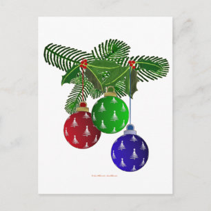 Colorful Christmas Tree Ornaments Holiday Postcard