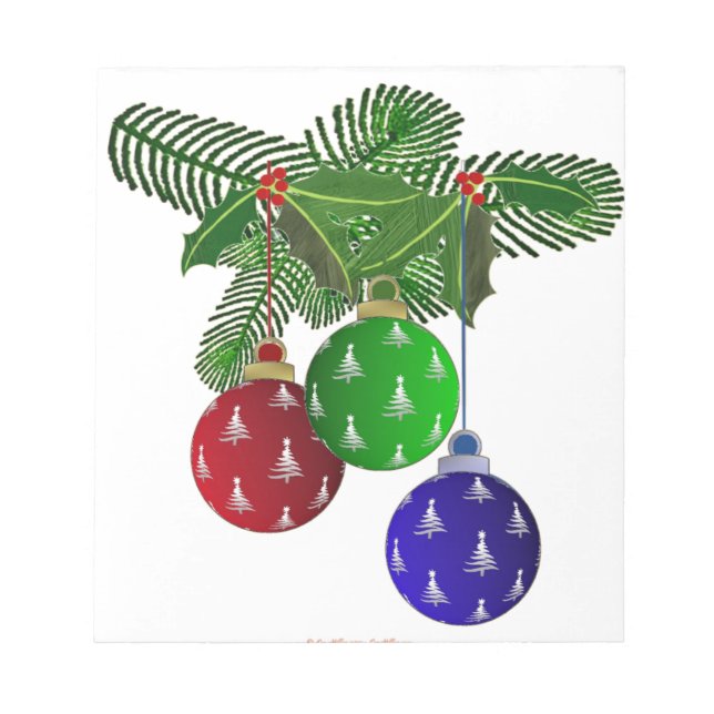 Colorful Christmas Tree Ornaments Notepad (Front)
