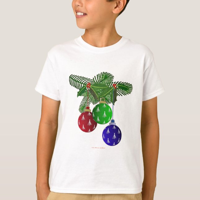 Colorful Christmas Tree Ornaments T-Shirt (Front)