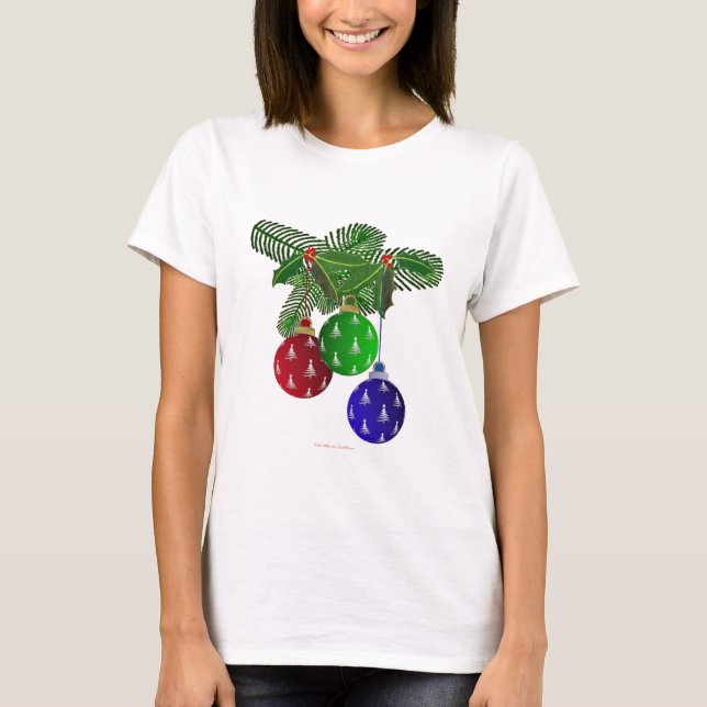 Colorful Christmas Tree Ornaments T-Shirt (Front)
