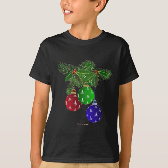 Colorful Christmas Tree Ornaments T-Shirt (Front)