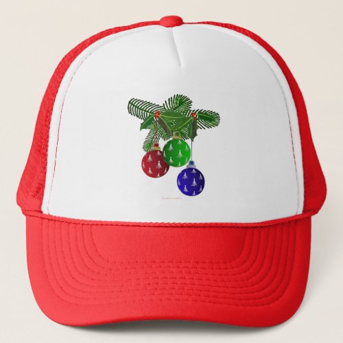 Colorful Christmas Tree Ornaments Trucker Hat