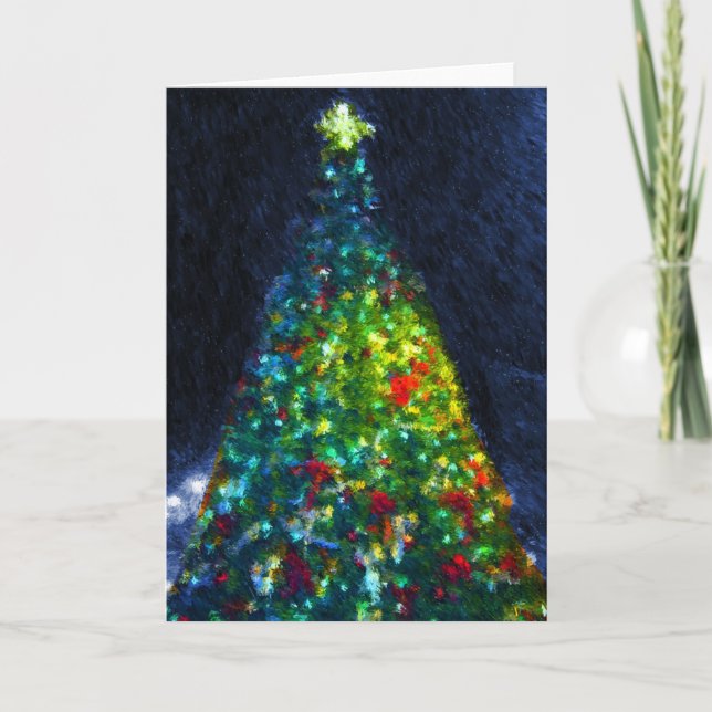 Colorful Christmas Tree Painting Holiday Card (Front)
