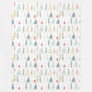 Colorful Christmas Tree Pattern Fleece Blanket
