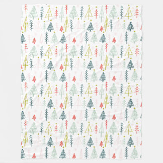 Colorful Christmas Tree Pattern Fleece Blanket