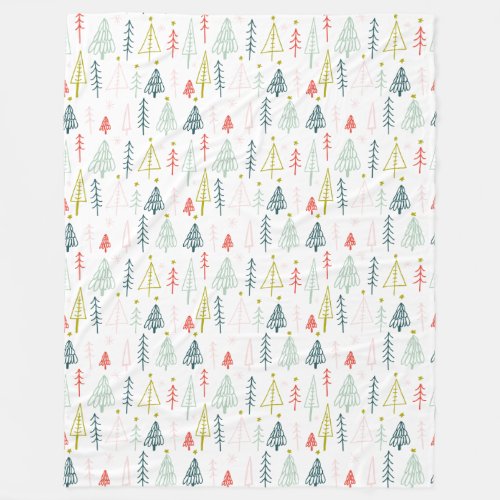 Colorful Christmas Tree Pattern Fleece Blanket